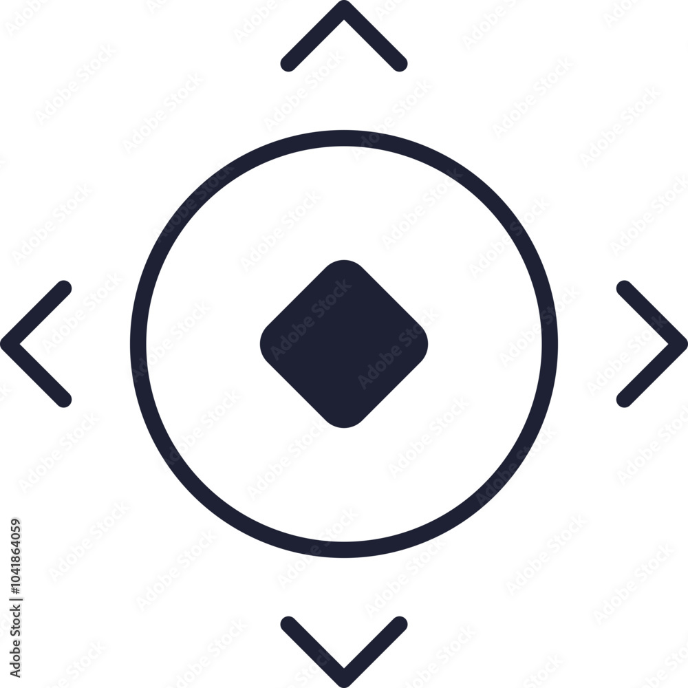 Aufkleber geometric hud element with central diamond and directional arrows, symbolizing navigation and focus.