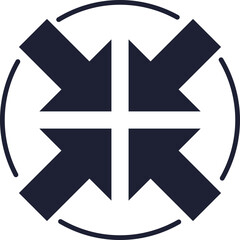 Four arrows pointing inward, symbolizing focus and convergence.