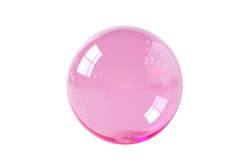 Shiny Pink Bubble Ball Isolated on Transparent or White Background