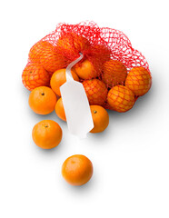 Tangerine in net isolated on white