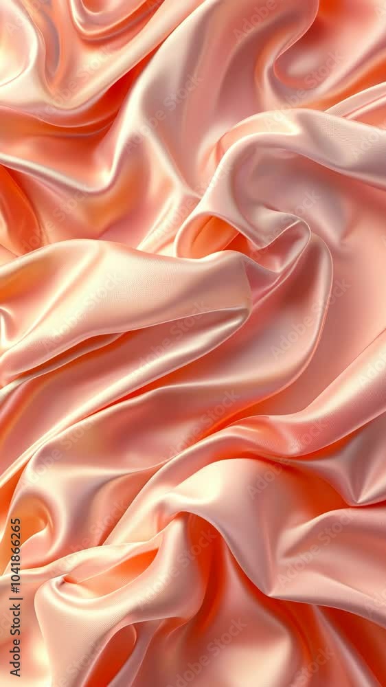Poster Flowing peach silk fabric creating an elegant background animation in motion