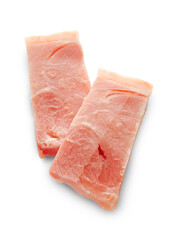 Slices of bacon on white