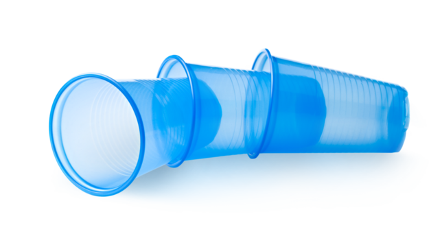 Plastic glasses on the white background