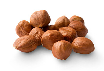 Hazelnuts isolated on the white background