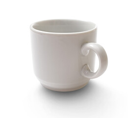 A white coffee cup on a white background