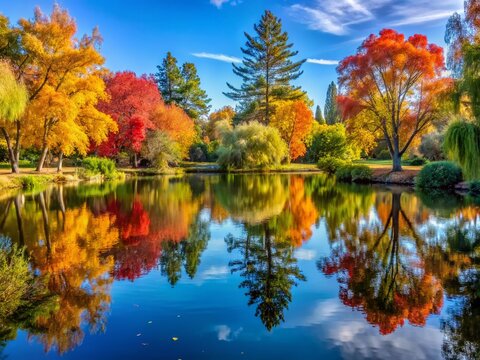 Fall Colors Over Spafford Lake at UC Davis Arboretum - Urban Exploration Photography