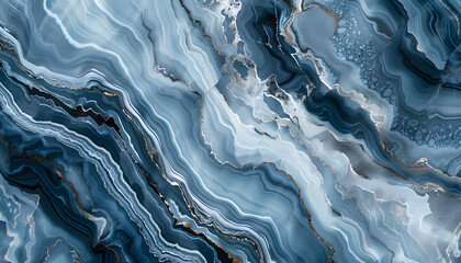 Elegant abstract blue marble texture with flowing patterns and veins, creating a serene and sophisticated aesthetic.
