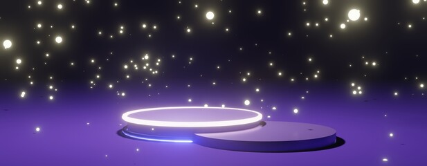 Obraz premium Holiday podium backdrop for product display on night sky 3d render