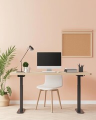 Minimalist Workspace with Standing Desk and Chair