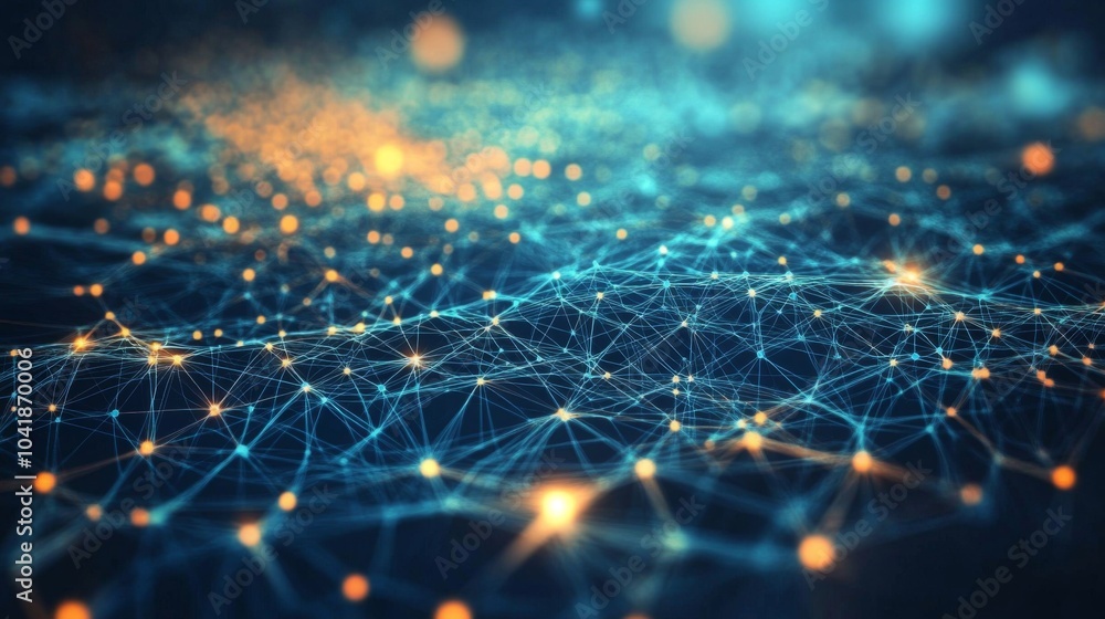 Poster abstract background featuring a blue and green color scheme representing technological advancement.