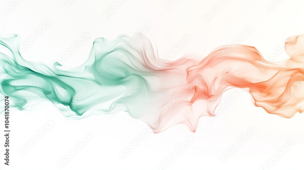 Poster abstract background of multi-colored cloudy spreading paint strokes on a white background