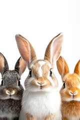Obraz premium A charming trio of rabbits captured in a whimsical portrait displaying their unique personalities