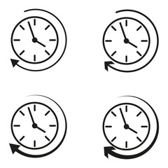 Clock with arrow icon. Time management symbol. Timer vector illustration.