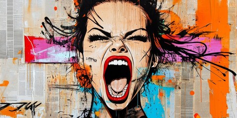 Iconic depiction of a woman embodying fighting spirit through street art