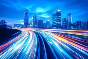 Fototapeta premium Nighttime Motion Blur: A Visual Journey Through City Junctions