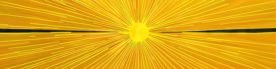 Obraz premium Yellow Sunburst: A sunburst pattern created by yellow lines radiating outward, forming a circular shape against a solid yellow background.