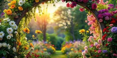 Floral Frame Silhouette with Blossoming Garden - Nature Photography