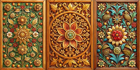 Floral Pattern Stencils for Laser Cutting and Wood Carving Designs
