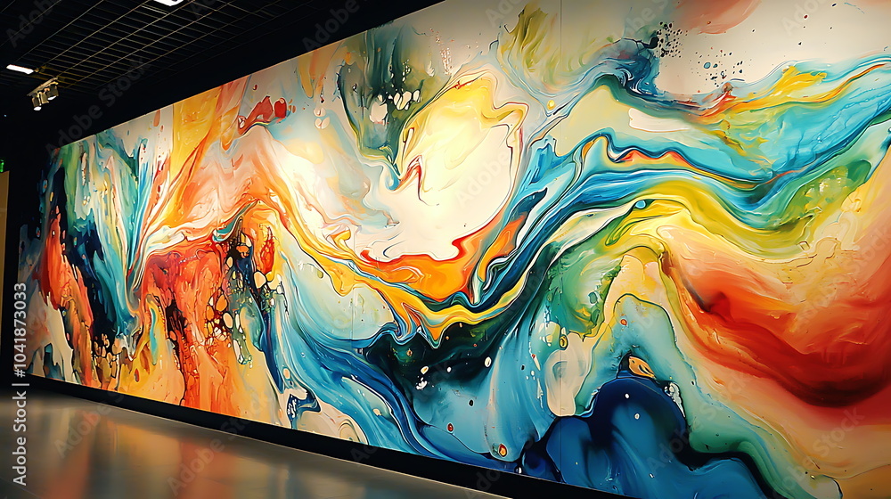 Aufkleber Exploring the dynamics of colorful abstract fluid patterns in contemporary wall murals a journey through vibrant artistry and creative expression