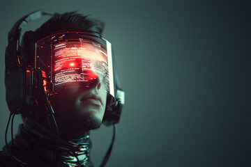 Futuristic glowing helmet with digital interface detail