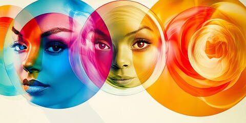 Obraz premium A vibrant Venn diagram showcasing intersecting democratic ideologies.