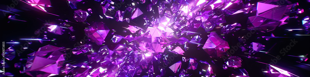 Poster prismatic purple: a kaleidoscope of purple and violet shapes and patterns tumbling and twisting, cre