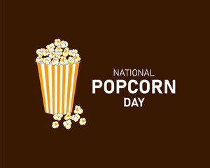 National Popcorn Day. January 19. Holiday concept. Template for background with banner, poster and card. Flat illustration. Jpeg format.