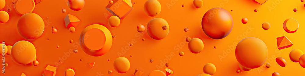 Poster sunset orange: an abstract pattern of orange circles and squares scattered across the screen, some r