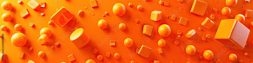 Poster sunset orange: an abstract pattern of orange circles and squares scattered across the screen, some r