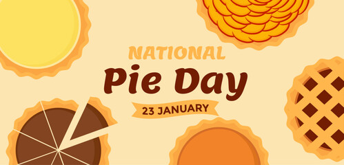 National Pie Day on January 23 template for holiday poster, banner, flyer, card.. Hand drawn templates Illustration
