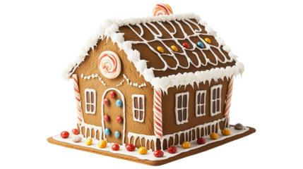 Gingerbread house, white isolate background