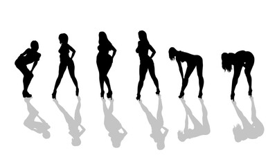 セクシーなポーズの女性のシルエット_1