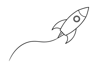 Fototapeta premium Continuous Line Art of a Rocket Launching – Futuristic Minimalist Vector