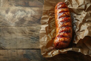Promotional banner with grilled sausages for culinary events and restaurants