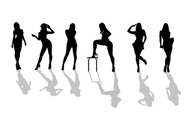 セクシーなポーズの女性のシルエット_2