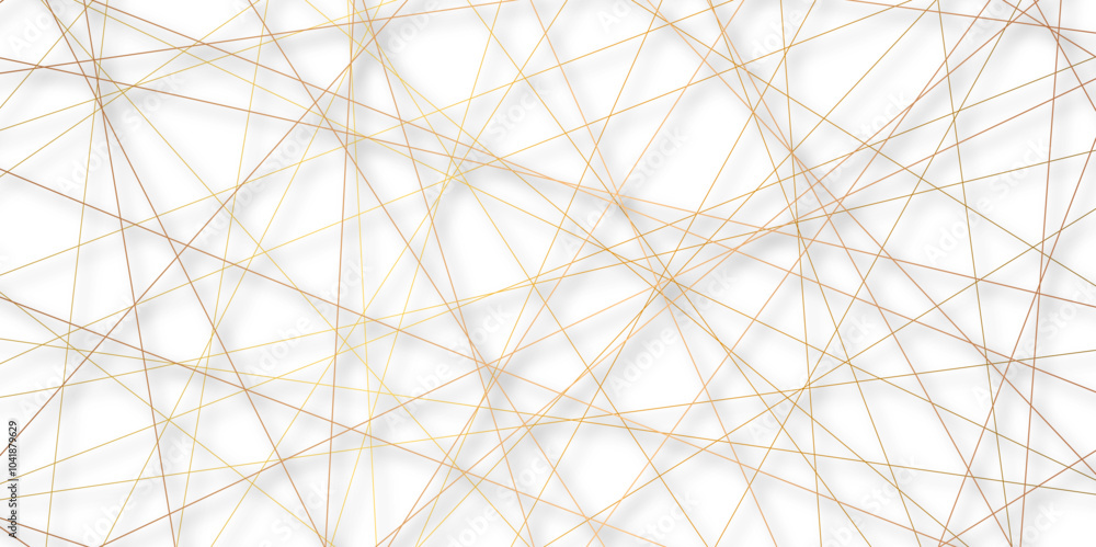 Leinwandbilder white abstract background with golden diagonal lines and shadows. modern random pattern line stroke 