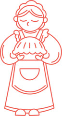 Line Art Character Food Reatil Set Illustration