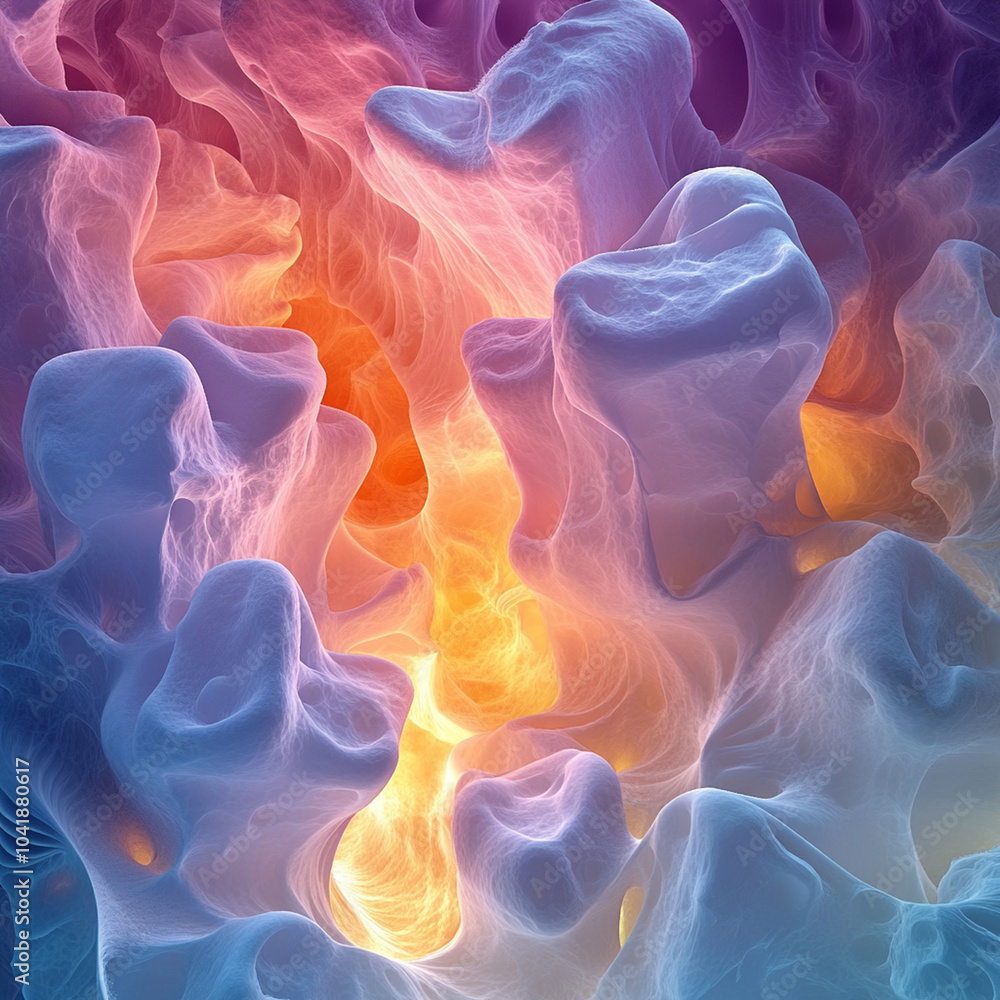 Poster a mesmerizing fractal flame showcases vibrant colors blending seamlessly, creating an ethereal atmos