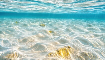 Obraz premium A serene underwater scene showcasing the gentle movement of water over a sandy ocean floor.