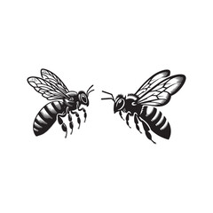 flying bees illustration. eps