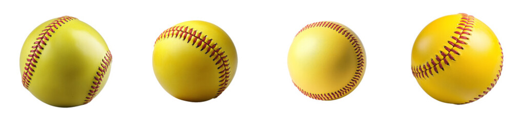 Isolated yellow softball on transparent background.
