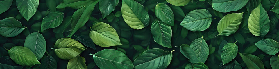 Energetic Green Leaves on Forest Green Canvas