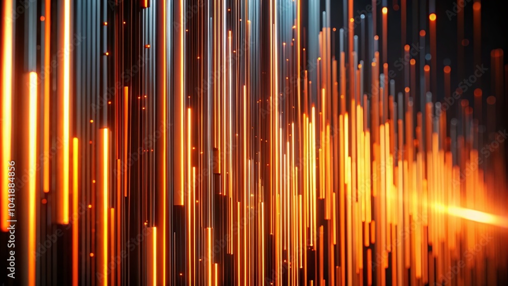Poster futuristic orange signal direction animation on black background with twisted gradient light trails 
