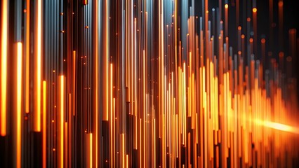 Futuristic Orange Signal Direction Animation on Black Background with Twisted Gradient Light Trails and Geometric