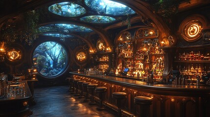 Luxurious Bar with Phosphorescent Mangrove Theme