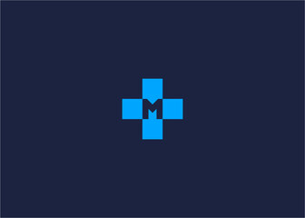 Letter m with plus logo icon design vector design template inspiration