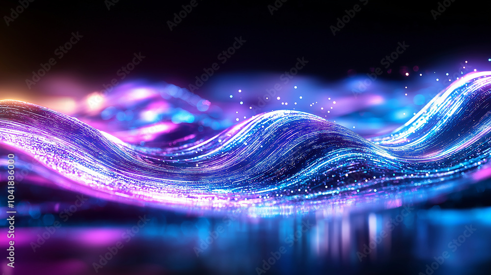 Poster colorful waves of light create mesmerizing visual experience