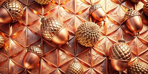 Obraz premium Geometric Rose Gold Acorn Pattern Design for Elegant Backgrounds