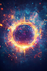 Obraz premium Radiant Glowing Ring with Energy Particles in Space