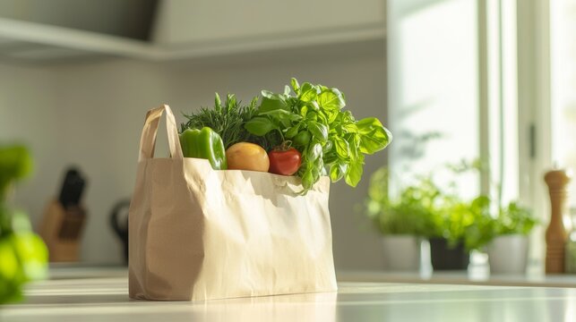 Modern Urban Kitchen with Elegant Meal Kit Delivery Service, Fresh Ingredients, and Easy Cooking Instructions